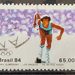 C 1379 Selo Olimpiadas de Los Angeles Estados Unidos Atletismo 100 Metros 1984 Circulado 1