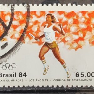 C 1380 Selo Olimpiadas de Los Angeles Estados Unidos Atletismo Revezamento 1984 Circulado 2