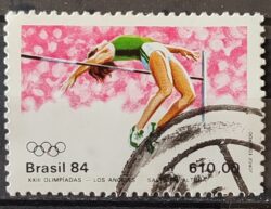 C 1382 Selo Olimpiadas de Los Angeles Estados Unidos Atletismo Salto em Altura 1984 Circulado 1