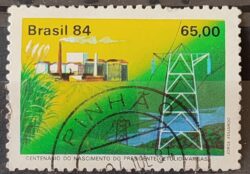 C 1384 Selo Centenario de Getulio Vargas Energia Usina Hidreletrica 1984 Circulado 1