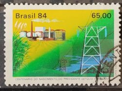 C 1384 Selo Centenario de Getulio Vargas Energia Usina Hidreletrica 1984 Circulado 10