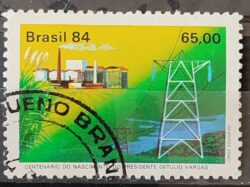 C 1384 Selo Centenario de Getulio Vargas Energia Usina Hidreletrica 1984 Circulado 4