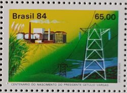 C 1386 Selo Centenario de Getulio Vargas Direito Urnas 1984