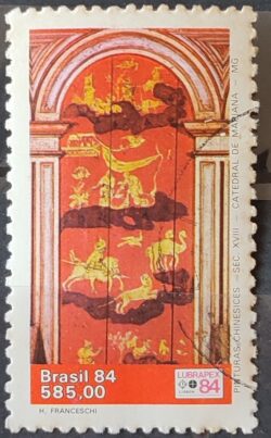 C 1391 Selo Lubrapex Portugal Pintura Sacra China Mariana 1984 Circulado 6