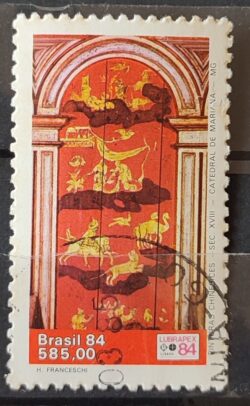 C 1391 Selo Lubrapex Portugal Pintura Sacra China Mariana 1984 Circulado 8
