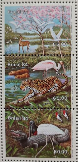 C 1395 Selo Pantanal Matogrossense Fauna Cervo 1984 Serie Completa