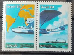 C 1399 Selo Cinquentenario Voo Transoceanico Alemanha Brasil Aviao Aviacao Mapa 1984