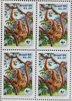 C 1401 Selo Fauna Brasileira Macaco 1984 Quadra Serie Completa