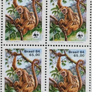 C 1401 Selo Fauna Brasileira Macaco 1984 Quadra Serie Completa