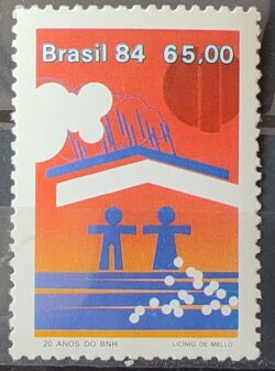 C 1411 Selo 20 Anos Banco Nacional de Habitacao BNH Economia Familia 1984