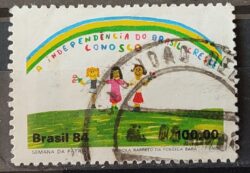 C 1412 Selo Semana da Patria Arte Crianca 1984 Circulado 1