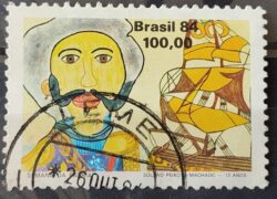 C 1415 Selo Semana da Patria Arte Dom Pedro 1984 Circulado 2