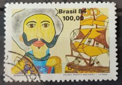 C 1415 Selo Semana da Patria Arte Dom Pedro 1984 Circulado 3