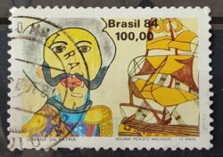 C 1415 Selo Semana da Patria Arte Dom Pedro 1984 Circulado 4