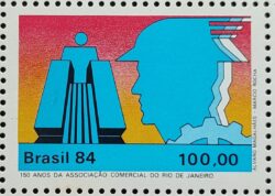 C 1416 Selo 150 Anos da Associacao Comercial do Rio de Janeiro Economia 1984