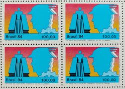 C 1416 Selo 150 Anos da Associacao Comercial do Rio de Janeiro Economia 1984 Quadra