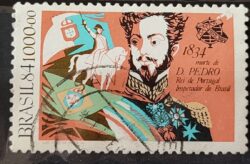 C 1417 Selo Sesquicentenario Morte Dom Pedro Imperador Monarquia Chefe de Estado Cavalo 1984 Circulado 2