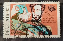 C 1417 Selo Sesquicentenario Morte Dom Pedro Imperador Monarquia Chefe de Estado Cavalo 1984 Circulado 3
