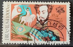 C 1417 Selo Sesquicentenario Morte Dom Pedro Imperador Monarquia Chefe de Estado Cavalo 1984 Circulado 5