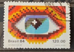 C 1423 Selo Congresso de Informatica Ciencia Olho 1984 Circulado 1
