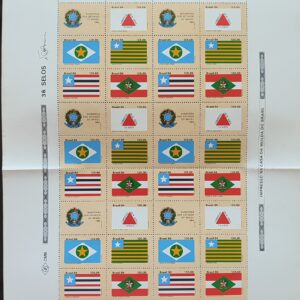C 1425 Selo Bandera dos Estados do Brasil Minas Gerais Mato Grosso Piaui Maranhao Santa Catarina 1984 Folha