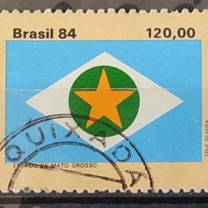C 1426 Selo Bandera dos Estados do Brasil Mato Grosso 1984 Circulado 1