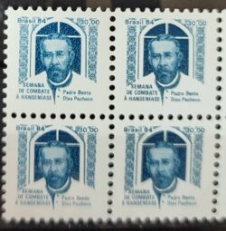 C 1431 Selo Campanha Contra o Mal de Hansen Hanseniase Saude Padre Bento Religiao 1984 H21 Quadra