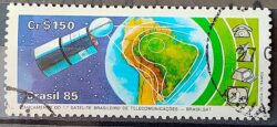 C 1439 Selo Brasilsat Mapa Comunicacao 1985 Circulado 1