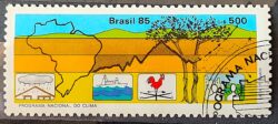 C 1443 Selo Programa Nacional do Clima Mapa 1985 Circulado 1