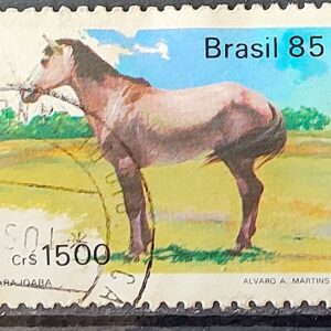 C 1445 Selo Cavalos de Racas Brasileiras Marajoara 1985 Circulado 1