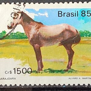 C 1445 Selo Cavalos de Racas Brasileiras Marajoara 1985 Circulado 2