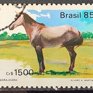 C 1445 Selo Cavalos de Racas Brasileiras Marajoara 1985 Circulado 3