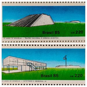 C 1451 Selo 25 Anos de Brasilia Catetinho Teatro Nacional 1985 Serie Completa