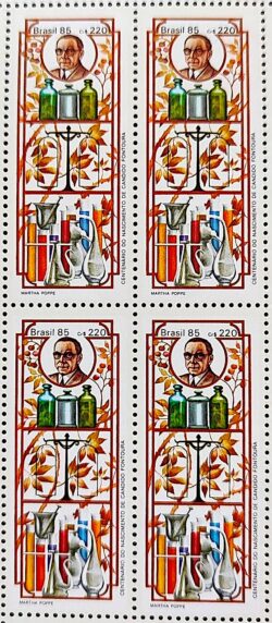 C 1454 Selo Centenario Fontoura Farmacia 1985 Quadra