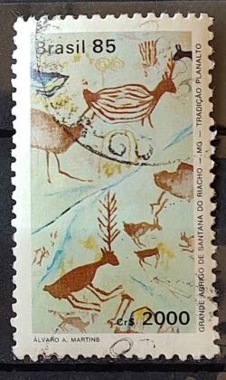 C 1457 Selo Pinturas Rupestres Brapex VI 1985 Circulado 1