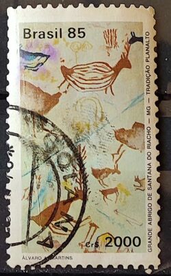 C 1457 Selo Pinturas Rupestres Brapex VI 1985 Circulado 2