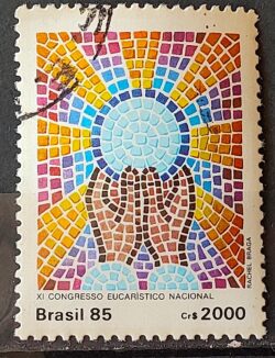 C 1470 Selo Congresso Eucaristico Aparecida Religiao 1985 Circulado 3