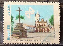 C 1472 Selo 400 Anos da Paraiba Igreja Religiao 1985 Circulado 1
