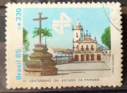 C 1472 Selo 400 Anos da Paraiba Igreja Religiao 1985 Circulado 11