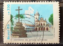 C 1472 Selo 400 Anos da Paraiba Igreja Religiao 1985 Circulado 13