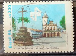 C 1472 Selo 400 Anos da Paraiba Igreja Religiao 1985 Circulado 14