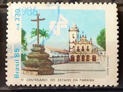 C 1472 Selo 400 Anos da Paraiba Igreja Religiao 1985 Circulado 3
