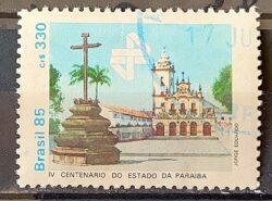 C 1472 Selo 400 Anos da Paraiba Igreja Religiao 1985 Circulado 4