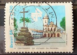 C 1472 Selo 400 Anos da Paraiba Igreja Religiao 1985 Circulado 5