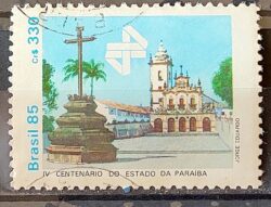 C 1472 Selo 400 Anos da Paraiba Igreja Religiao 1985 Circulado 6