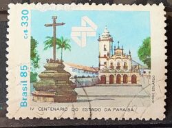 C 1472 Selo 400 Anos da Paraiba Igreja Religiao 1985 Circulado 7