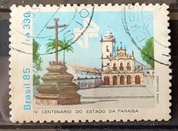 C 1472 Selo 400 Anos da Paraiba Igreja Religiao 1985 Circulado 9