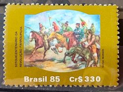 C 1481 Selo 150 Anos Revolucao Farroupilha Militar Cavalo Bandeira 1985