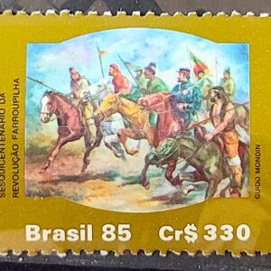 C 1481 Selo 150 Anos Revolucao Farroupilha Militar Cavalo Bandeira 1985