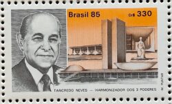 C 1485 Selo Presidente Tancredo Neves Chefe de Estado Brasilia 1985